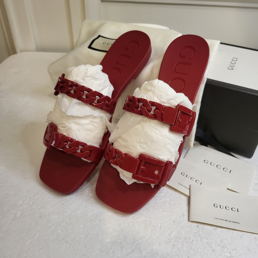 Gucci 🥳3X HOST PICK🥳Jelly Buckle Slide Flats  Brand New